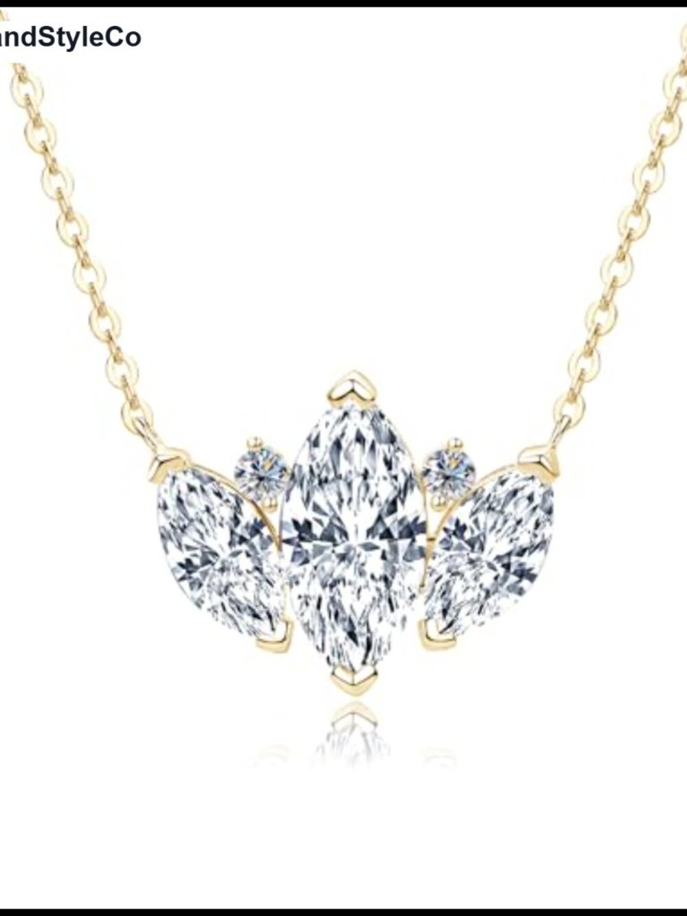 5A CZ Leaf Pendant Necklace 14K Gold Filled Adjustable 18-20 in Dainty